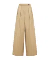 Dries Van Noten Womens Beige Pleated Two-slip-pockets Wide-leg High-rise Cotton Trousers In Brown