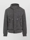 Dries Van Noten Patterned Wool Zip Jacket Front Pockets In Gray