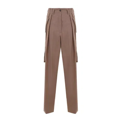 Dries Van Noten Button Detailed Straight Leg Pants In Brown