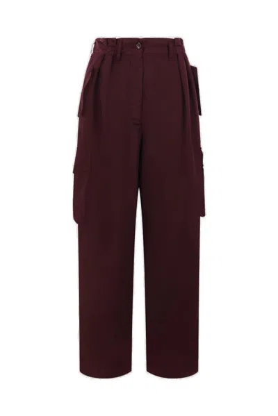 Dries Van Noten Button Detailed Straight Leg Pants In Red