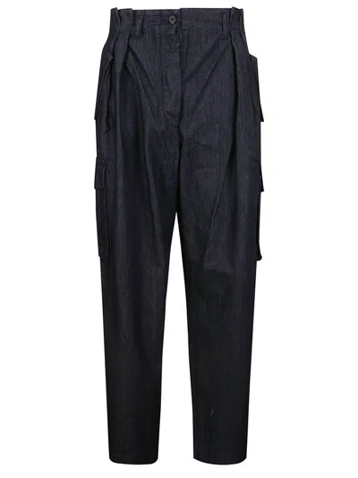 Dries Van Noten Button Detailed Tapered Trousers In Blue