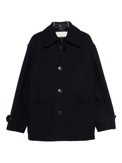 DRIES VAN NOTEN BUTTON-DOWN MINIMALISTIC COAT WITH PATCH POCKETS
