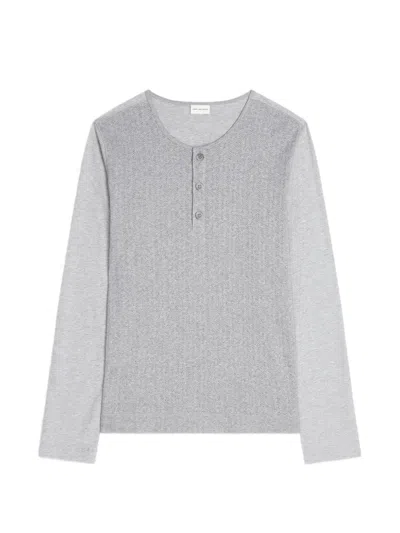 Dries Van Noten Button Ribbed T-shirt In Gray