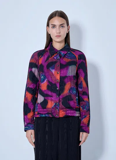 Dries Van Noten Button-down Quilted Jacket In Purple