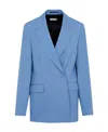 Dries Van Noten Double Breast Wool Jacket With Notch Lapel In Blue