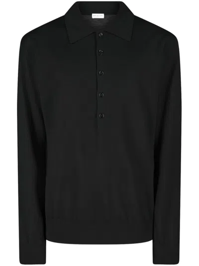 Dries Van Noten Buttoned Polo Shirt In Black