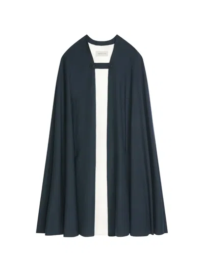 Dries Van Noten Button-fastening Wool Cape In Blue