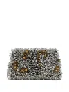 Dries Van Noten Small Embroidered Envelope Clutch Women In Silver