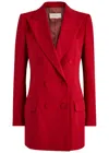 Dries Van Noten Fitted Double Breasted Wool Blazer In Red