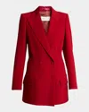Dries Van Noten Fitted Double Breasted Wool Blazer In Red