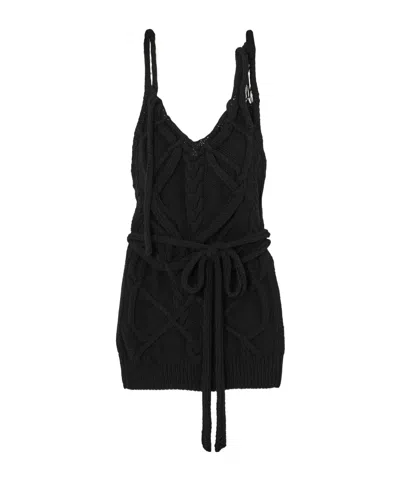 Dries Van Noten Cable Knit Vest In Black