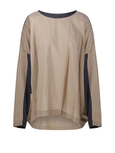 Dries Van Noten Caias Loose Fit Asymetrical Top With Contrast Panel