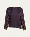 Dries Van Noten Caias Multi-print Silk Long-sleeve Shirt In Blue