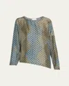 Dries Van Noten Caias Printed Silk Blouse In Blue