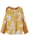 Dries Van Noten Caias Printed Silk-chiffon Top In Brown Other