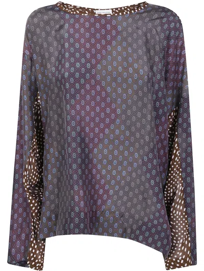 Dries Van Noten Contrast-print Silk Top In Multi