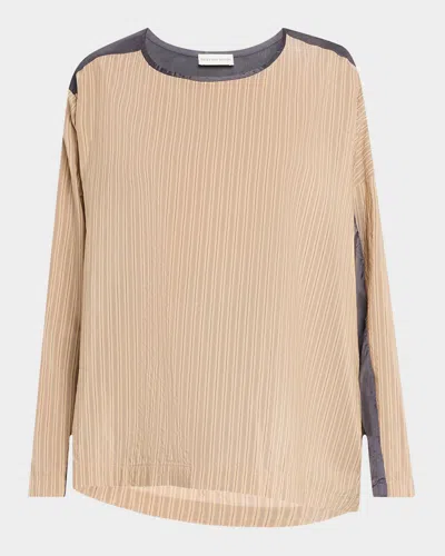 Dries Van Noten Caias Striped Long-sleeve Shirt In Nude