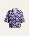 Dries Van Noten Cala Abstract Print Shirt In Blue