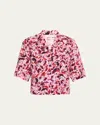 Dries Van Noten Cala Abstract Print Shirt In Fuchsia