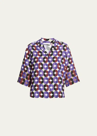 Dries Van Noten Cala Printed Button-front Shirt In Burgundy