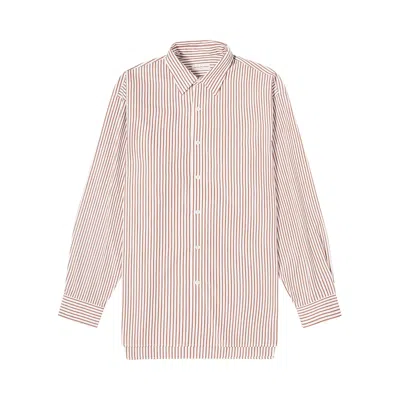 Pre-owned Dries Van Noten Calander Stripe Poplin Shirt 'brown' | Men's Size S