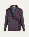 Dries Van Noten Womens Burgundy Calberton Floral-print Crepe Shirt In Blue