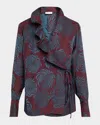 Dries Van Noten Womens Burgundy Calberton Floral-print Crepe Shirt In Burgundy