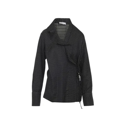 DRIES VAN NOTEN CALBERTON SHIRT WITH RUFFLED NECK AND GEOMETRIC PATTERN