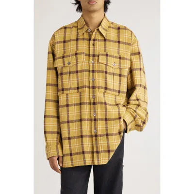 Dries Van Noten Calendo Oversize Plaid Flannel Button-up Shirt In Yellow