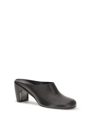 Dries Van Noten Calf Leather Block Heel Mule In Nude