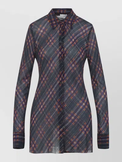 Dries Van Noten Calima Plaid Shirt Tailored Slim Silhouette In Blue