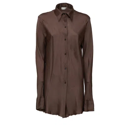 Dries Van Noten Calima W. W. Frayed Hem Shirt In Brown