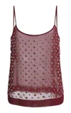 Dries Van Noten Calipso Embellished Voile Slip Top In Burgundy