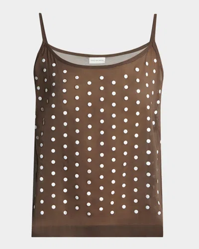 Dries Van Noten Calipso Polka-dot Printed Sheer Cami Top