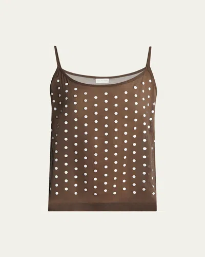 DRIES VAN NOTEN CALIPSO POLKA-DOT PRINTED SHEER CAMI TOP