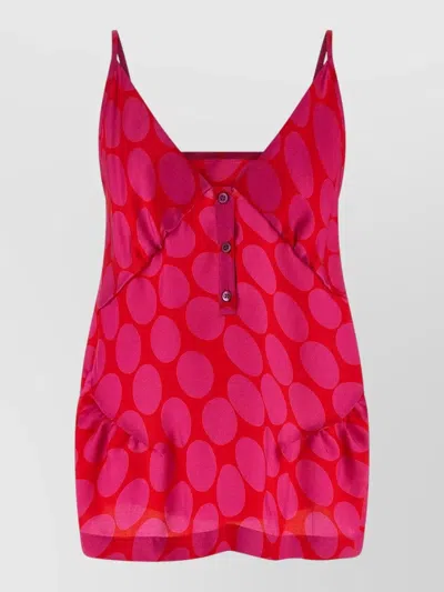 Dries Van Noten Caliya Top Ruffle Detail Sleeveless Straps Neckline In Multi