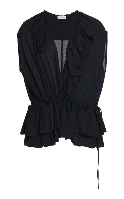 Dries Van Noten Cally Bis Ruffled Top In Black