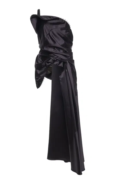 Dries Van Noten Camari Draped Satin Top In Purple
