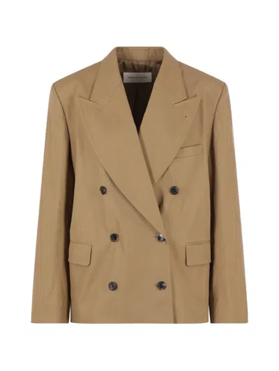 Dries Van Noten Double Breasted Suit Jacket Notch Lapels In Brown