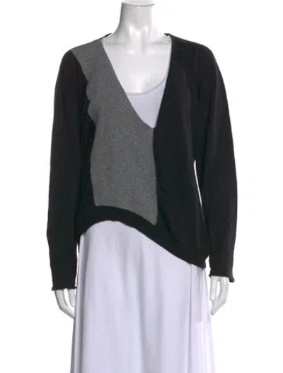 Pre-owned Dries Van Noten Camel Leather Colorblock Pattern Sweater In Black