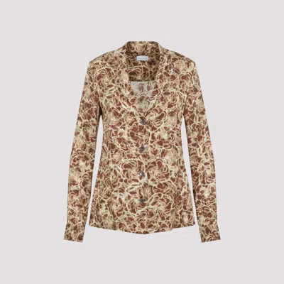DRIES VAN NOTEN CAMEL PRINTED COLLAR SHIRT
