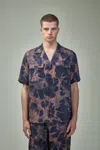 Dries Van Noten Floral Pattern Shirt With Chest Pockets And Short Sleeves In Blue
