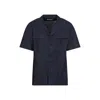 Dries Van Noten Short-sleeved Blue Shirt With Classic Collar In Blue