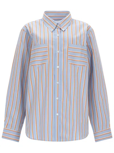 Dries Van Noten Striped Cotton Shirt In Blue