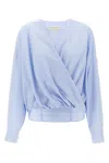 Dries Van Noten Draped V-neck Blouse Buttoned Cuffs