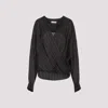 Dries Van Noten V-neck Striped Draped Long Sleeves Blouse In Brown