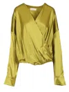 Dries Van Noten Camiel Draped Blouse Shirts Green In Green