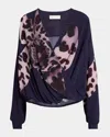 Dries Van Noten Camiel Draped Flower Print Blouse
