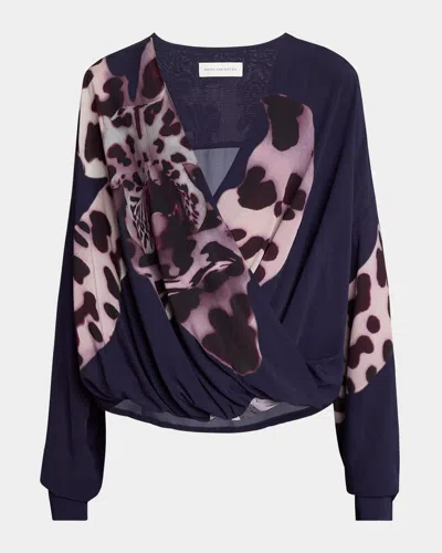 Dries Van Noten Camiel Draped Flower Print Blouse