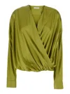 Dries Van Noten Camiel Draped Blouse Shirts Green In Green
